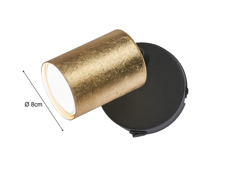 LED Wandstrahler VANO Schwarz Gold mit Schalter, Breite 8cm