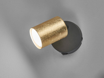 LED Wandstrahler VANO Schwarz Gold mit Schalter, Breite 8cm