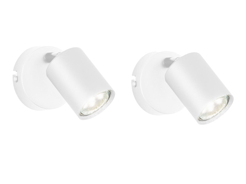 2er SET LED Wandstrahler Weiß mit Schalter, Breite 8cm