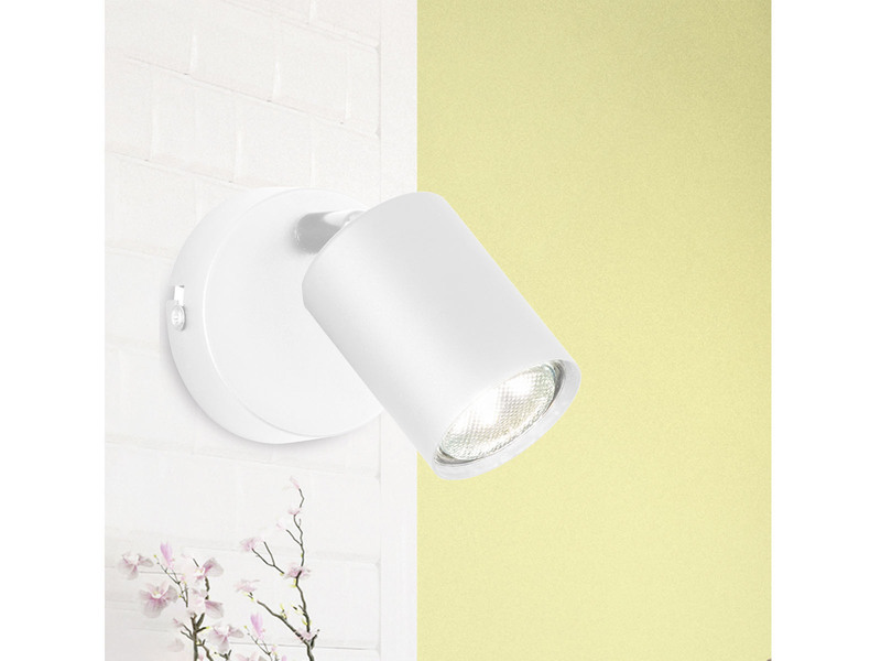 2er SET LED Wandstrahler Weiß mit Schalter, Breite 8cm