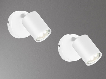2er SET LED Wandstrahler Weiß mit Schalter, Breite 8cm