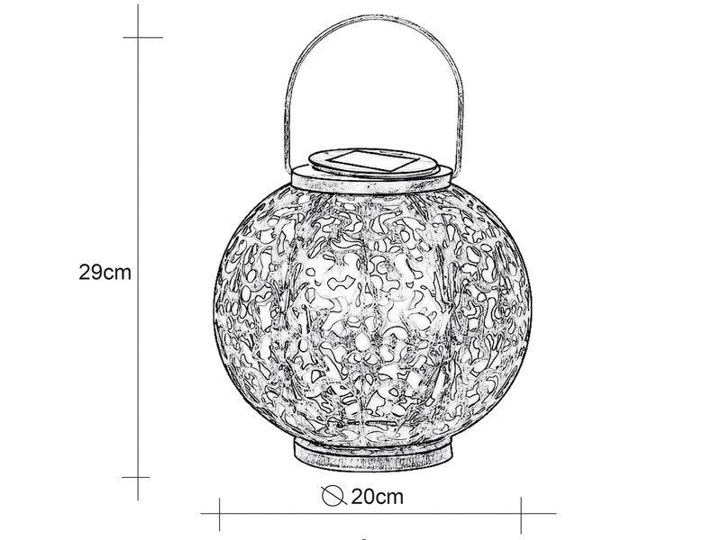 LED Solarlaterne Kugel mit Dekorstanzungen in Silber Antik, Ø20cm