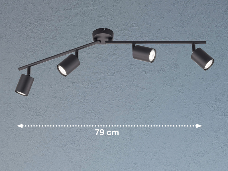 LED Deckenstrahler VANO Schwarz 4-flammig, Breite 79cm