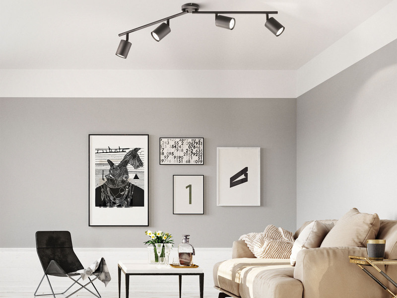 LED Deckenstrahler VANO Schwarz 4-flammig, Breite 79cm