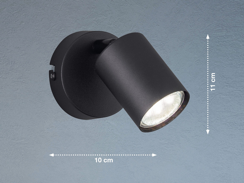 LED Wandstrahler VANO Schwarz mit Schalter, Breite 8cm