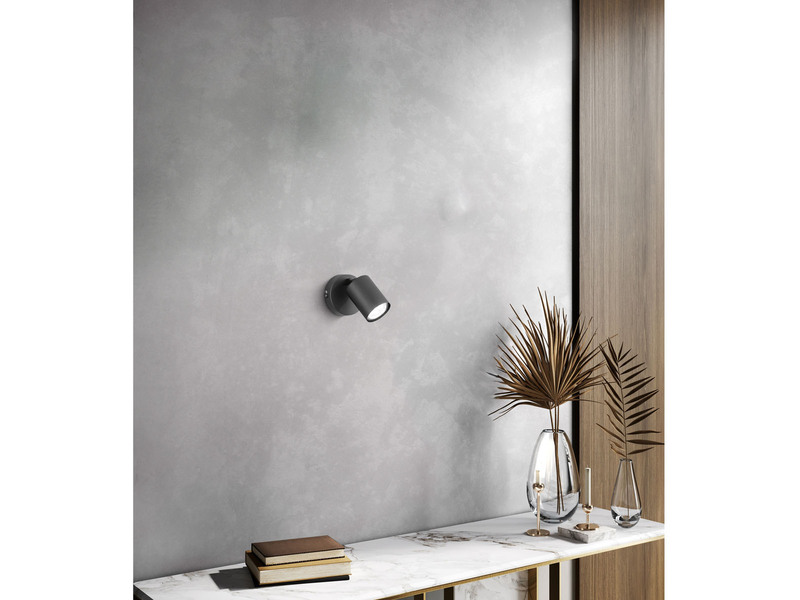 LED Wandstrahler VANO Schwarz mit Schalter, Breite 8cm