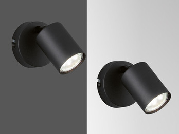 2er SET LED Wandstrahler Schwarz mit Schalter, Breite 8cm