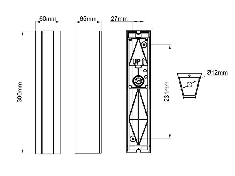 Schmale LED Außenwandleuchte MARNE Up and Down IP65, Höhe 30cm