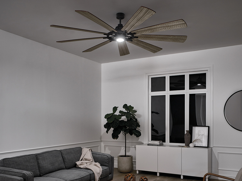 XXL Deckenventilator mit Licht & wendbaren Flügeln in 2 Dekoren, Ø 216cm