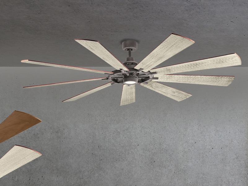 XXL Deckenventilator mit Licht & wendbaren Flügeln in 2 Dekoren, Ø 216cm