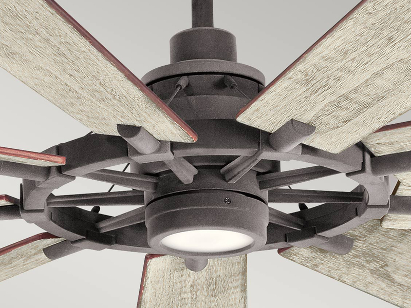 XXL Deckenventilator mit Licht & wendbaren Flügeln in 2 Dekoren, Ø 216cm