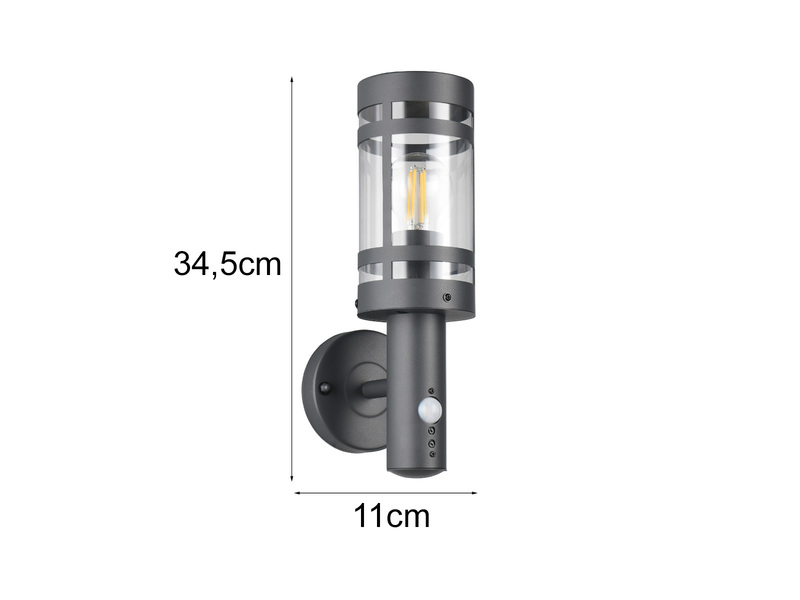 LED Außenwandleuchte mit Bewegungsmelder Anthrazit, H 34,5cm