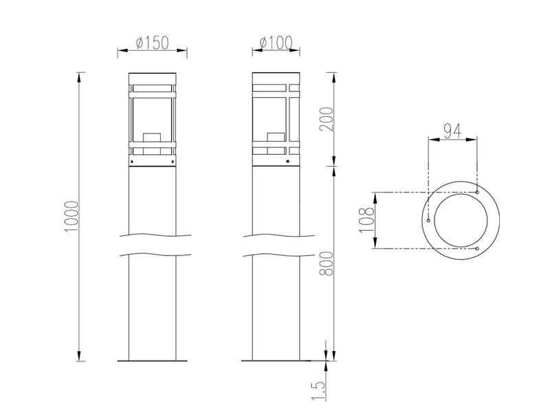 Moderne LED Wegeleuchte aus Metall in Anthrazit, Höhe 100cm