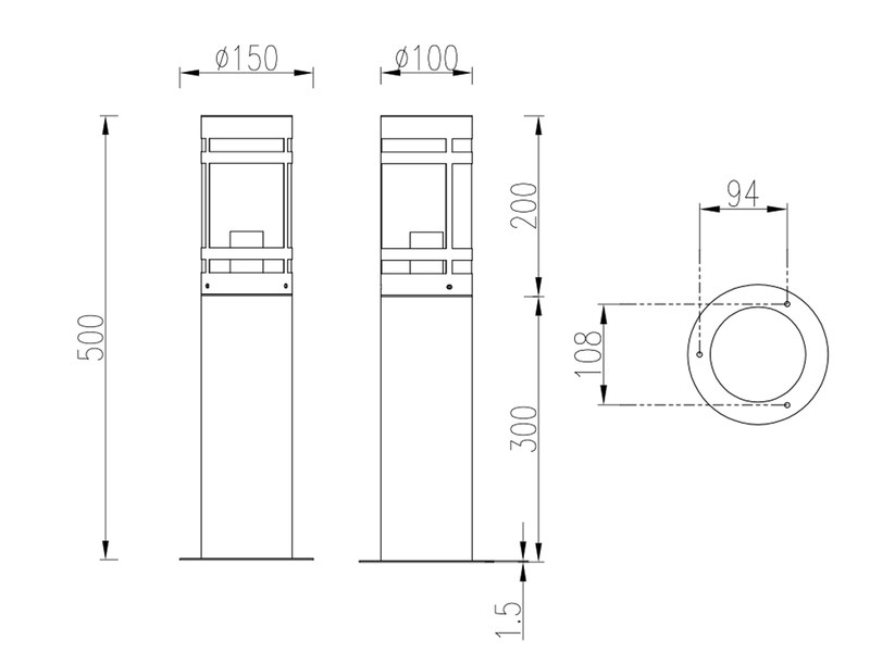 Moderne LED Pollerleuchte aus Metall in Anthrazit, Höhe 50cm