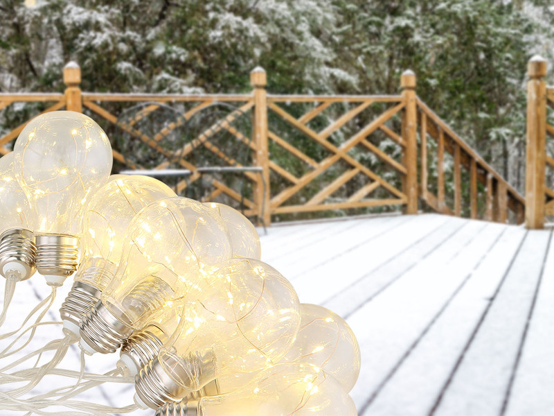 Solar LED Outdoor Lichterkette mit 10 Glühbirnen, 2 Lichtmodi, Länge 3,8 Meter