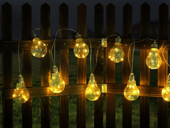 Solar LED Outdoor Lichterkette mit 10 Glühbirnen, 2 Lichtmodi, Länge 3,8 Meter