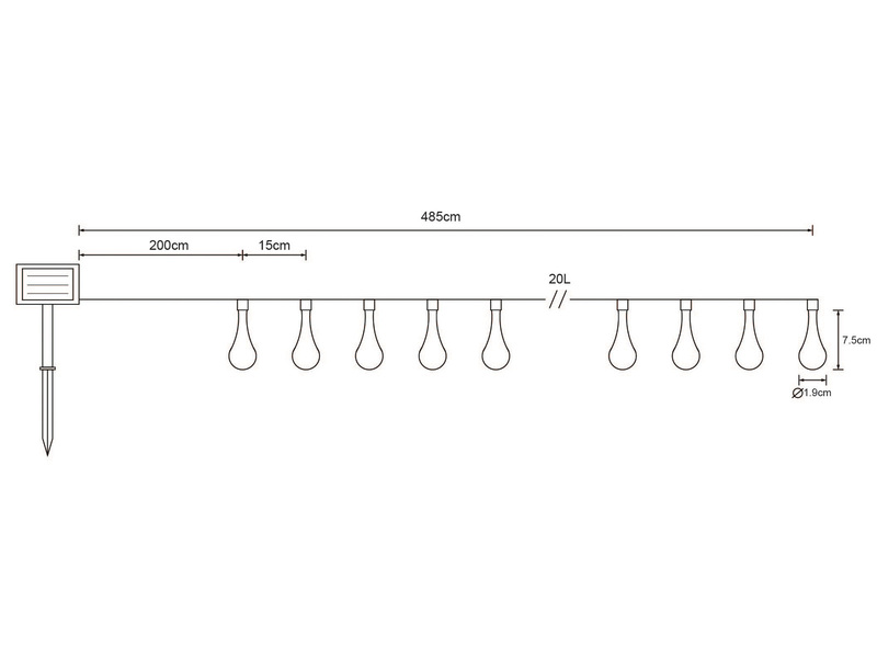 2er Set Solarbetriebene LED Outdoor Lichterkette mit 20 Tropfen, Länge 2,8 Meter