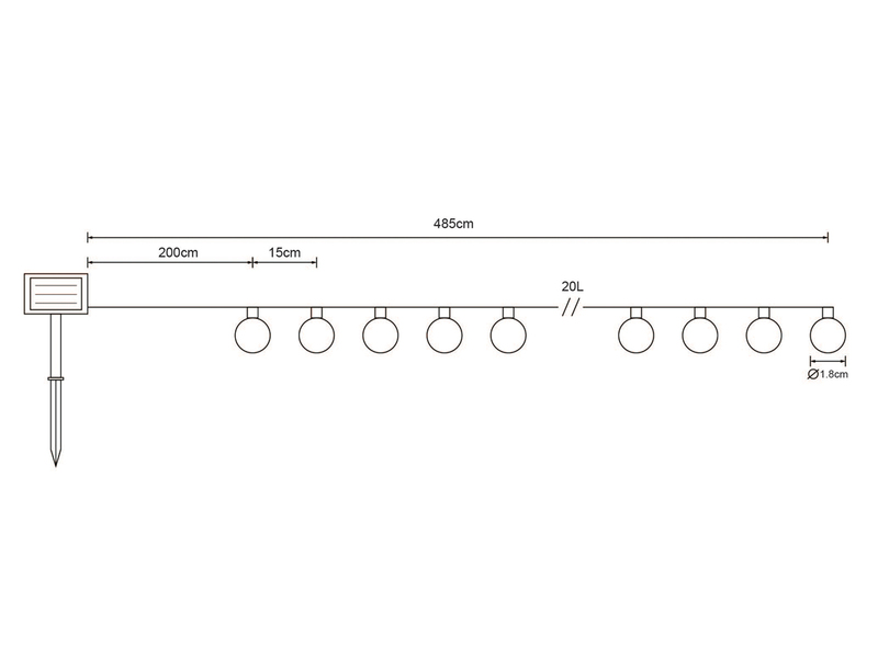 2er Set Solarbetriebene LED Outdoor Lichterkette mit 20 Glühbirnen, 2,8 Meter