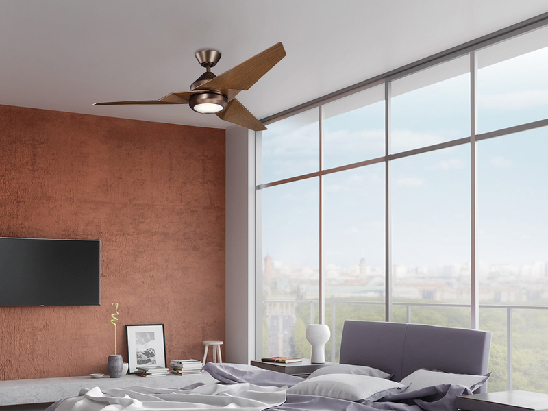 Deckenventilator mit Licht und Fernbedienung, Bronze-Holzoptik, Ø 152cm