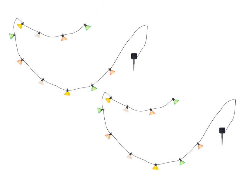 2er Set Solarbetriebene LED Outdoor Lichterkette mit 10 bunten Schirmen, 3,6 M