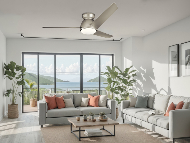 Deckenventilator Silber mit Licht, Outdoor geeignet IP44, Ø 152cm