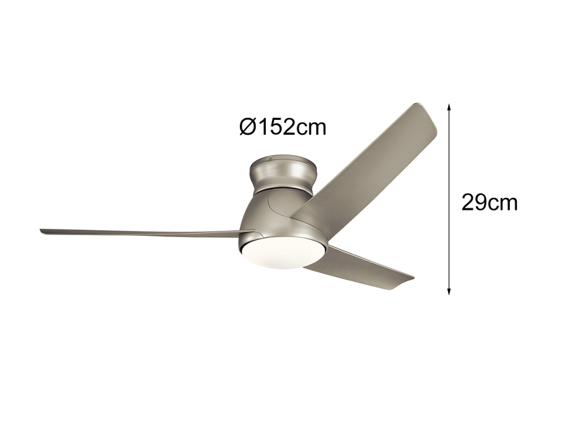 Deckenventilator Ø 152cm Silber mit Licht, Outdoor geeignet IP44