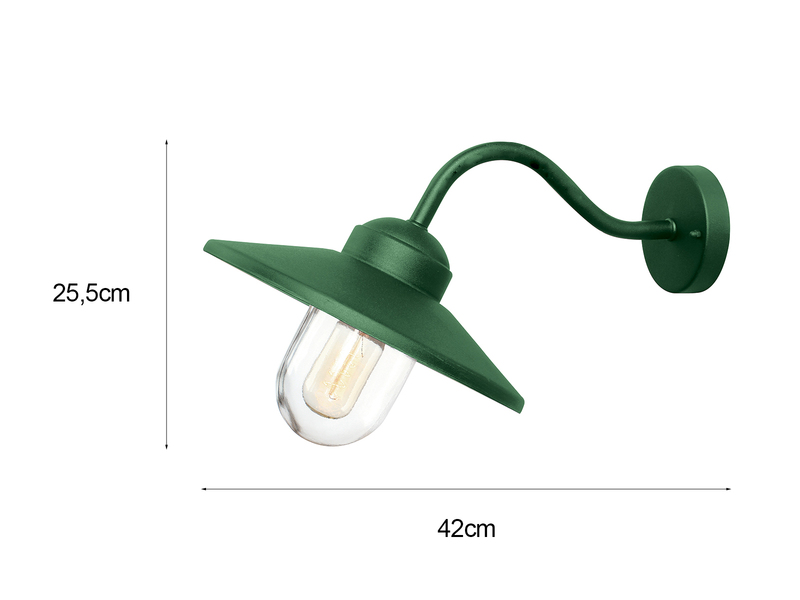 Außenwandleuchte KLAMPENBORG aus Edelstahl Grün, Ausladung 42cm