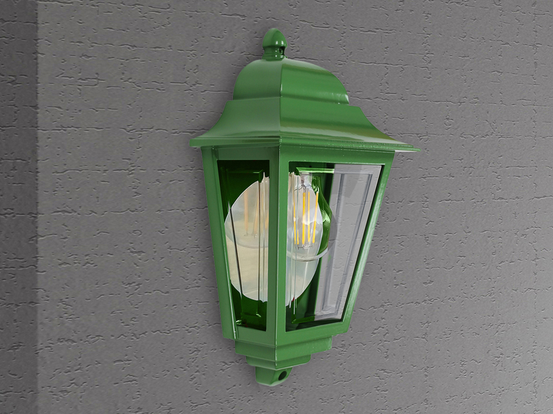 Außenwandleuchte DECO-LANE Höhe 32,5cm Halbschale mit reflektierender Rückwand