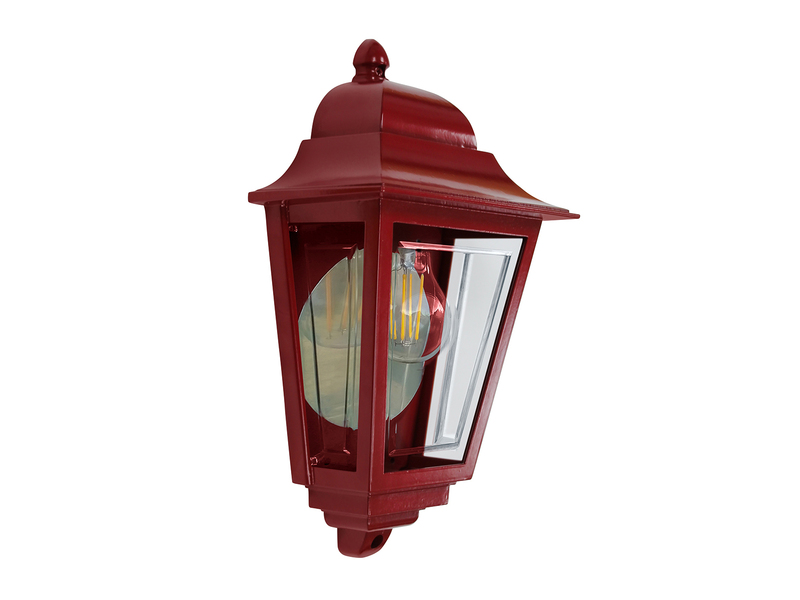 Außenwandleuchte Höhe 32,5cm Halbschale Rot mit reflektierender Rückwand