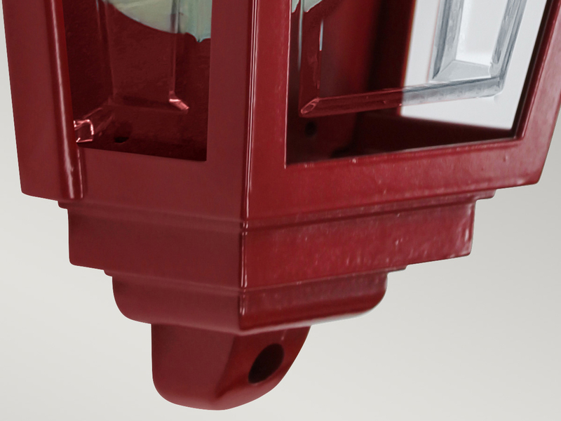 Außenwandleuchte Höhe 32,5cm Halbschale Rot mit reflektierender Rückwand