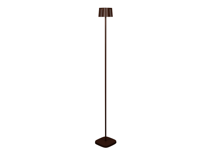 Akku Stehlampe NICE für Outdoor dimmbar, kabellos in Rostoptik, klein 120cm