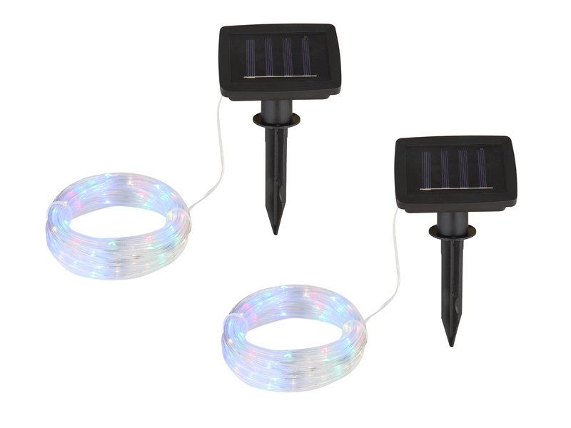 2er Set LED Solar Lichtschlauch für Außen mit RGB Beleuchtung, Länge 4,9 Meter