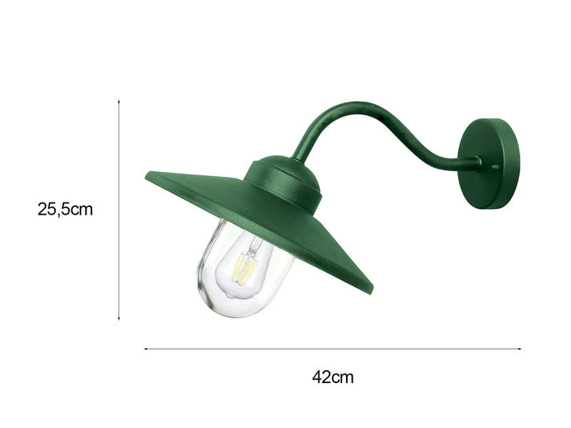 LED Außenwandleuchte aus Edelstahl in Tannengrün, Ausladung 42cm