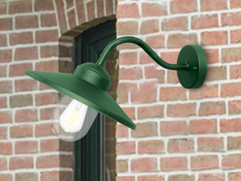 LED Außenwandleuchte aus Edelstahl in Tannengrün, Ausladung 42cm