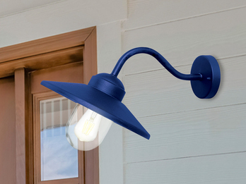 LED Außenwandleuchte aus Edelstahl in Marineblau, Ausladung 42cm