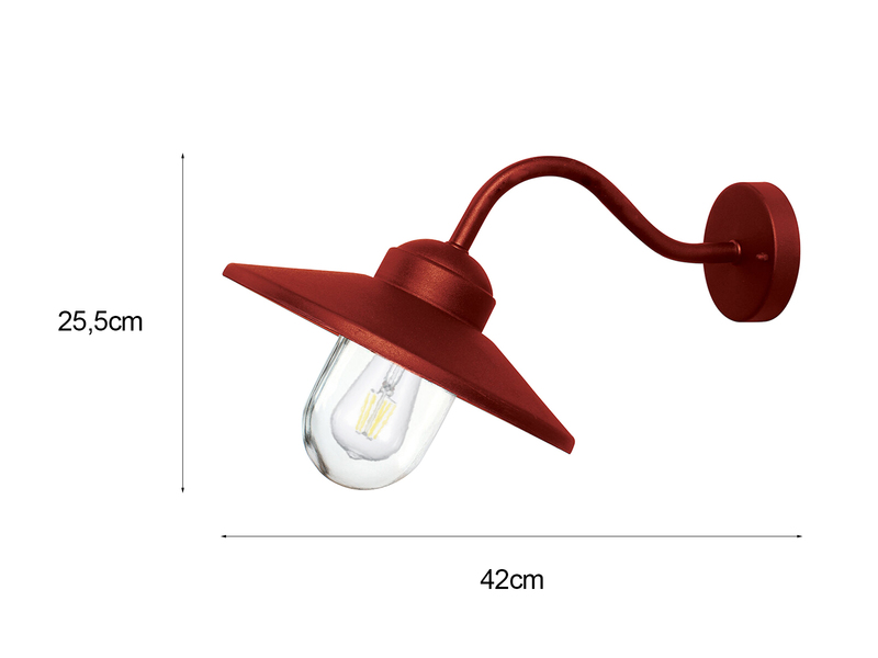 LED Außenwandleuchte aus Edelstahl in Oxidrot, Ausladung 42cm