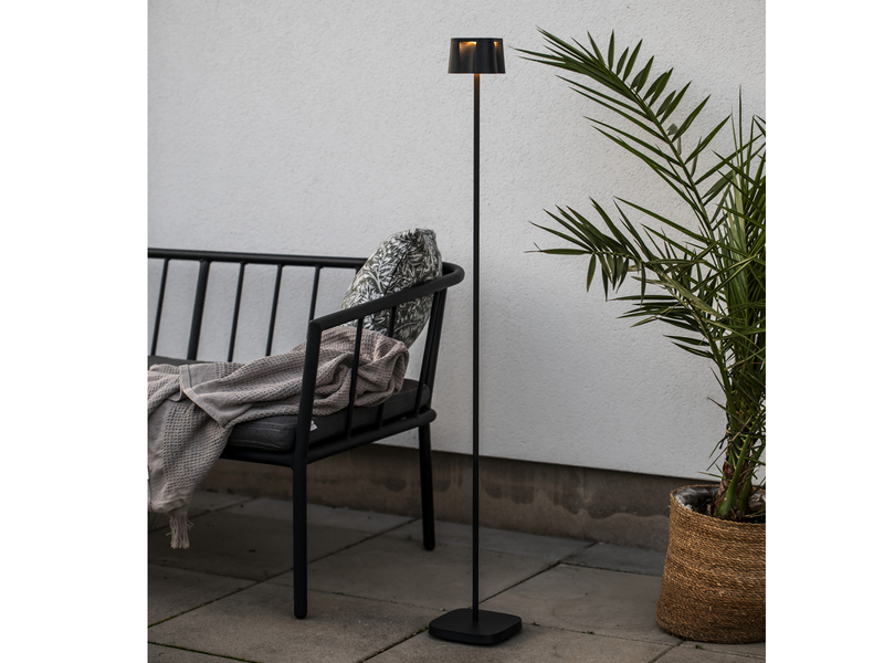 SET Akku Stehlampe 120cm & Tischleuchte 36cm für Outdoor kabellos Schwarz