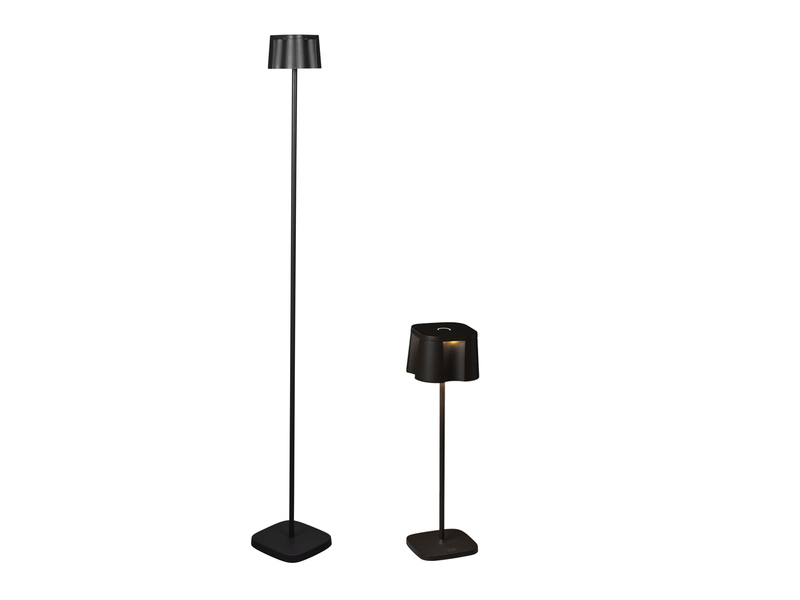 SET Akku Stehlampe 120cm & Tischleuchte 36cm für Outdoor kabellos Schwarz