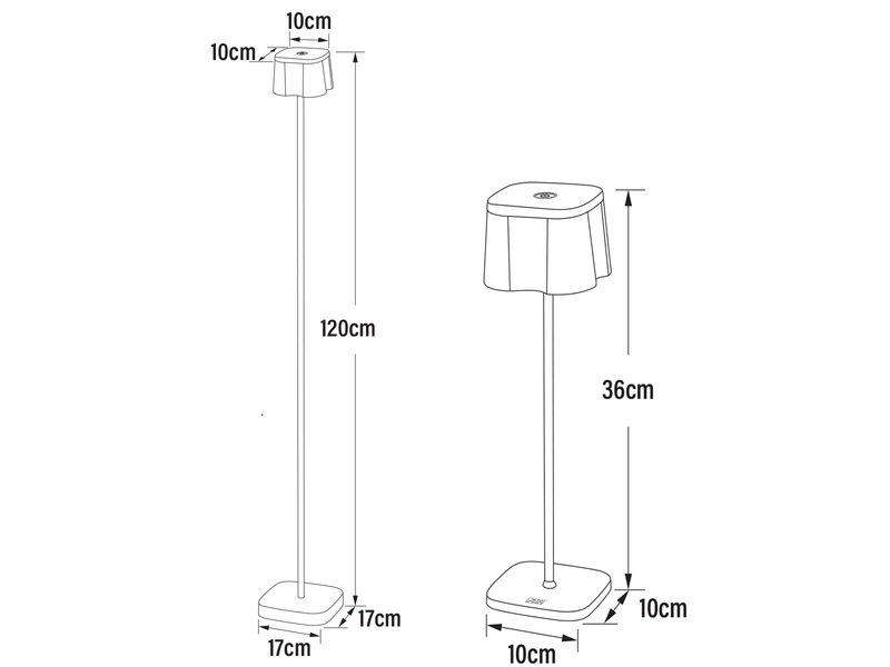 SET Akku Stehlampe 120cm & Tischleuchte 36cm für Outdoor kabellos Schwarz