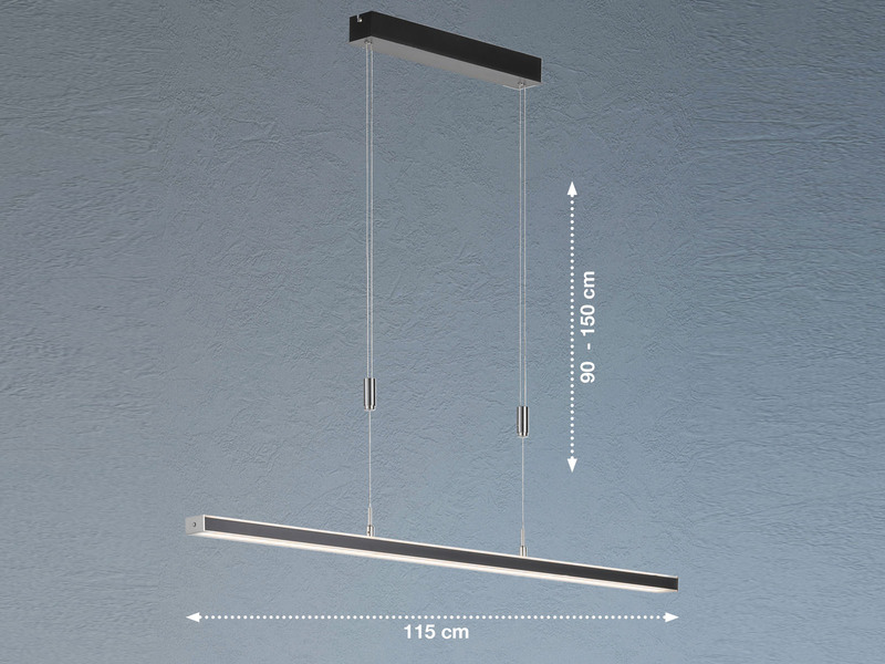 LED Pendelleuchte VITAN Schwarz dimmbar & höhenverstellbar, Breite 115cm