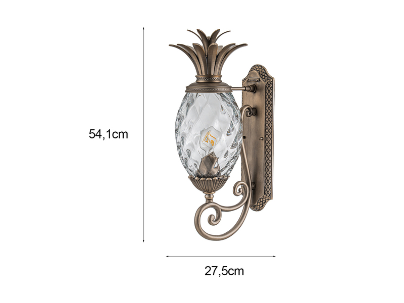 Ausgefallene LED Außenwandleuchte Bronzefarbig, Höhe 54cm