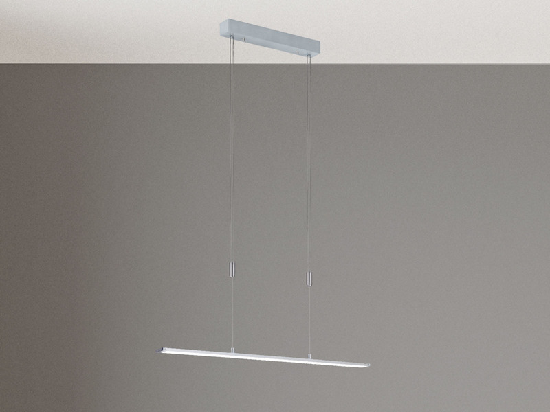 LED Pendelleuchte METZ Silber höhenverstellbar & dimmbar, Länge 90cm