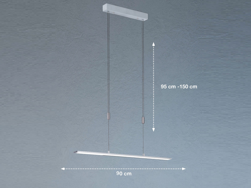 LED Pendelleuchte METZ Silber dimmbar & höhenverstellbar, Breite 90cm