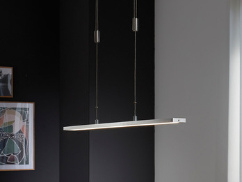 LED Pendelleuchte METZ Silber höhenverstellbar & dimmbar, Länge 90cm