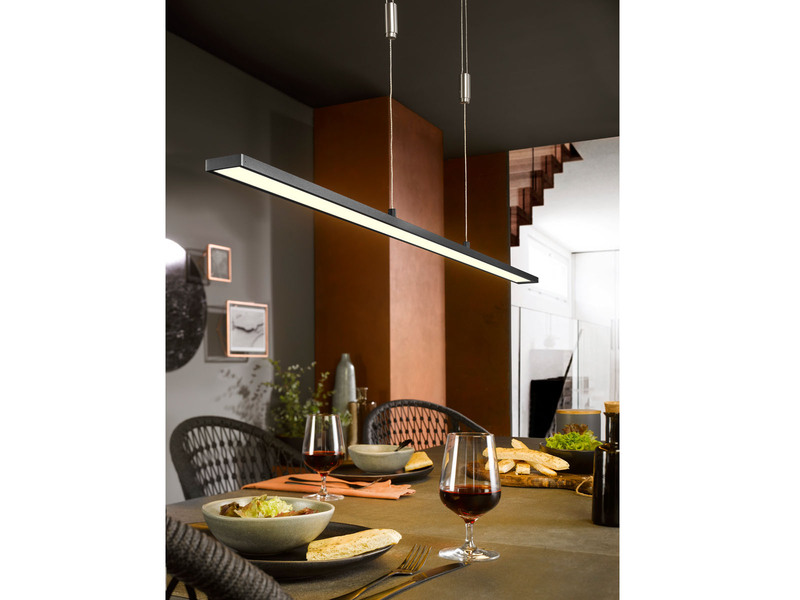 LED Pendelleuchte METZ Schwarz dimmbar & höhenverstellbar, Breite 120cm