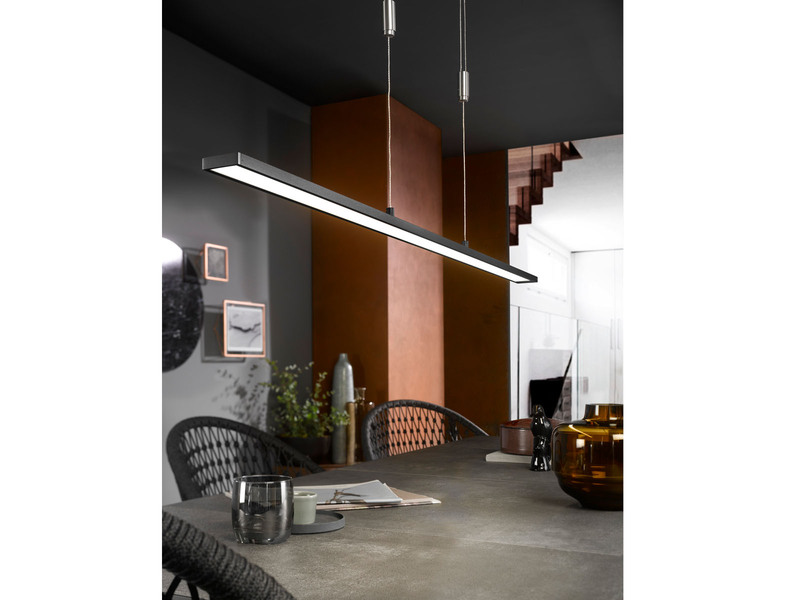 LED Pendelleuchte METZ Schwarz dimmbar & höhenverstellbar, Breite 120cm