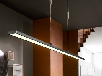 LED Pendelleuchte METZ Schwarz dimmbar & höhenverstellbar bis 150cm, B: 120cm