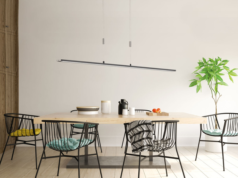 LED Pendelleuchte METZ Schwarz dimmbar & höhenverstellbar, Breite 160cm