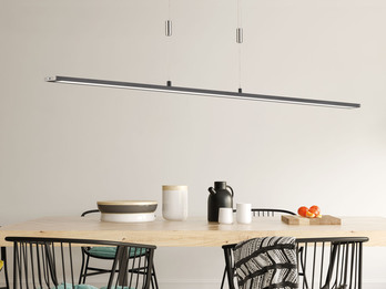LED Pendelleuchte METZ Schwarz dimmbar & höhenverstellbar bis 150cm, B: 160cm