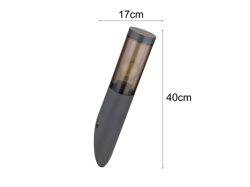 Außenwandleuchte BOSTON aus Edelstahl in Anthrazit & Rauchfarben, Höhe 40cm